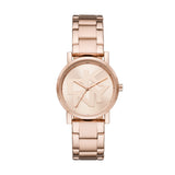 DKNY Armbanduhr mit roségoldenem Sunray-Ziffernblatt mit glänzendem Logo, roségoldenem Gehäuse sowie Edelstahlband Produktbild