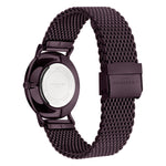 Liebeskind Berlin Armbanduhr mit lila Zifferblatt, lila Gehäuse und lila Meshband Rückansicht