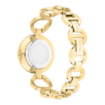 Tamaris Armbanduhr mit silbernem Ziffernblatt, goldenem Gehäuse und goldenem Schmuckband Rückansicht