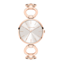 Tamaris Armbanduhr mit silbernem Ziffernblatt, roségoldenem Gehäuse und roségoldenem Schmuckband Produktbild