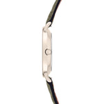 Tamaris Armbanduhr in klassischem Design mit grünlichem Gehäuse und grünem Lederarmband Seitenansicht
