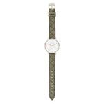 Tamaris Armbanduhr in klassischem Design mit grünlichem Gehäuse und grünem Lederarmband Produktbild
