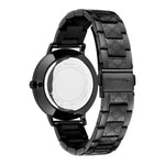 Tamaris Armbanduhr mit schwarzem Zifferblatt, schwarzem Gehäuse und schwarzem Edelstahlband mit partiellem Logomania-Lasering Rückansicht
