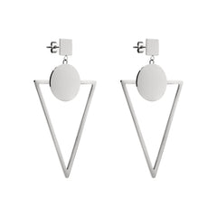 Liebeskind Berlin Ohrhänger bestehend aus einem Ohrstecker in Quadratform und einem dreieckigen Anhänger, in der Farbe silber; Produktbild 