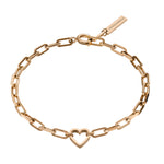 Liebeskind Berlin Armband bestehend aus einer groben, roségoldenen Gliederkette und einem roségoldenen Herzanhänger; Produktbild
