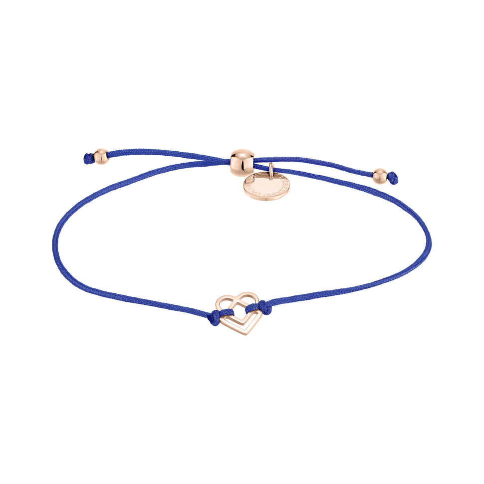 Liebeskind Berlin Armband - Keep Loving; individuell einstellbares zierliches dunkelblaues Armbändchen mit roségoldenen Verzierungen Produktbild