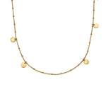 Liebeskind Berlin Halskette bestehend aus einer goldenen Venezianerkette und acht kleinen, runden Edelstahlplättchen; Produktbild