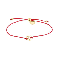 Liebeskind Berlin Armband - Keep Loving; individuell einstellbares zierliches rotes Armbändchen mit goldenen Verzierungen Produktbild
