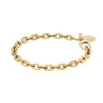 Liebeskind Berlin Armband bestehend aus einer groben, goldenen Gliederkette und zwei goldenen Anhängern; Produktbild