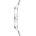 Liebeskind Berlin Armbanduhr mit silbernem Gehäuse und silbernem Milanaiseband Seitenansicht