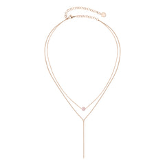 Liebeskind Berlin Halskette bestehend aus einem Mix einer roségoldenen Venezianerkette und einer Ankerkette mit Beads Anhänger aus Rosenquarz; Produktbild