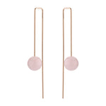 Liebeskind Berlin Ohrhänger in roségold mit filigranem, langem Stabdesign und Beads Anhänger aus Rosenquarz oder Mondstein; Produktbild