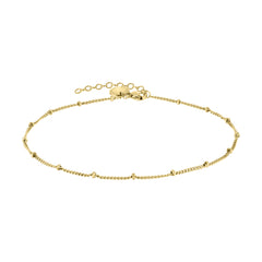 Liebeskind Berlin Fußkette bestehend aus einer goldenen, filigranen Kette mit Edelstahlbeads; Produktbild