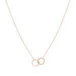 Tamaris Halskette mit Ankerkette und zwei ineinander gehängten Circles mit glatter und gedrehter Oberfläche in der Farbe roségold Produktbild