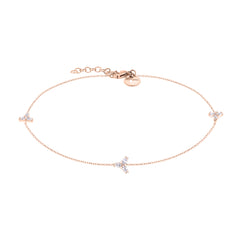 Tamaris Fußkette mit Zirkoniasteinen im Blüten Design in der Farbe roségold Produktbild