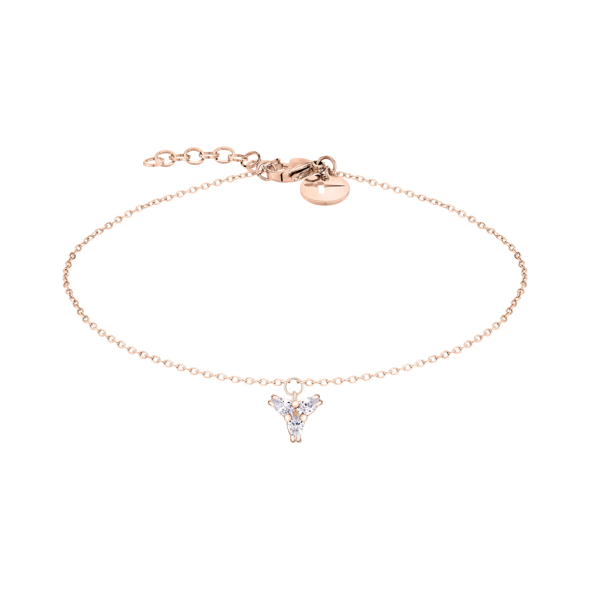 Tamaris Armband mit feiner Kette und Zirkonia im Blüten Design in der Farbe roségold Produktbild