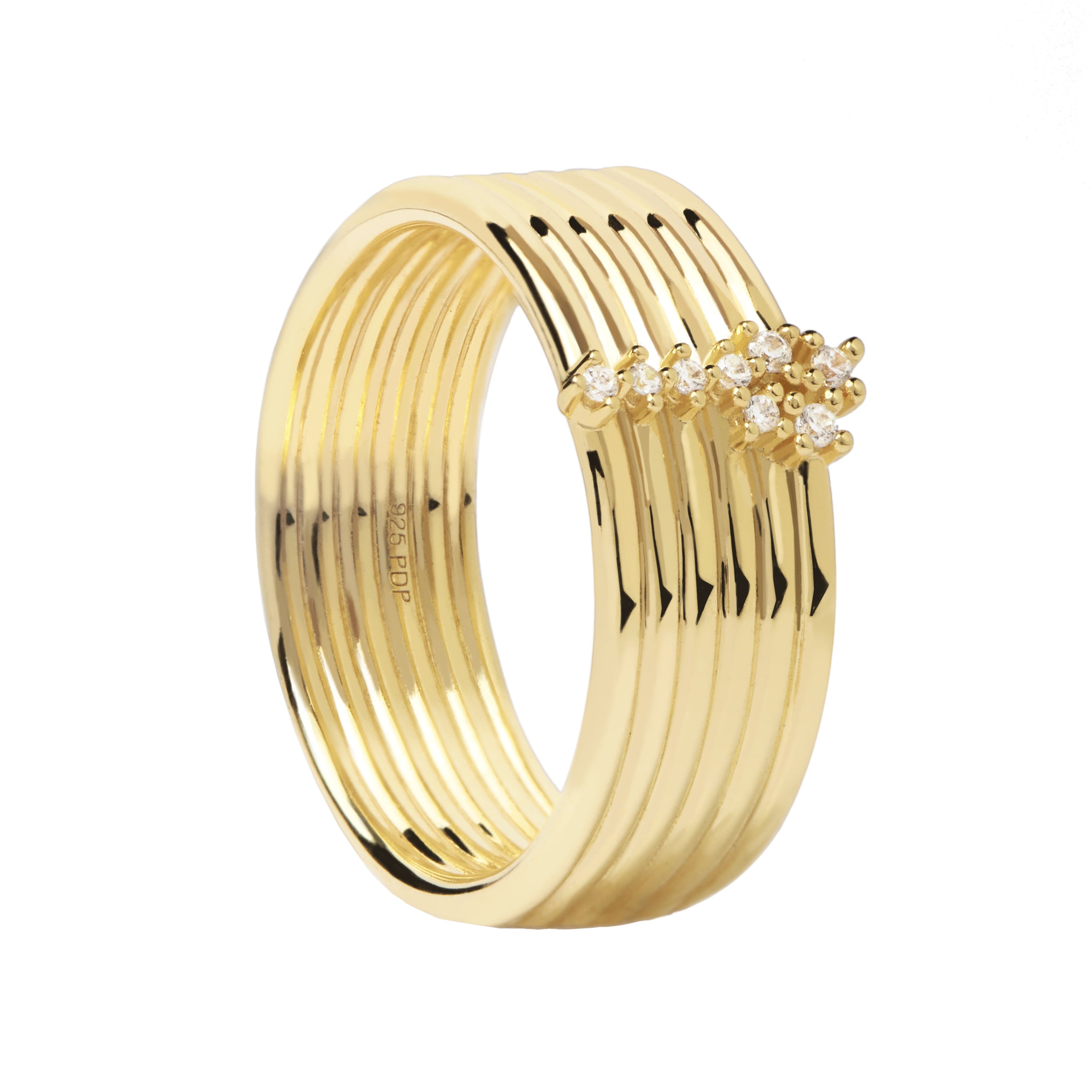 PDPaola Ring im Layering-Style mit kleinen Steinchen, in der Farbe gold; Größe 52, Produktbild