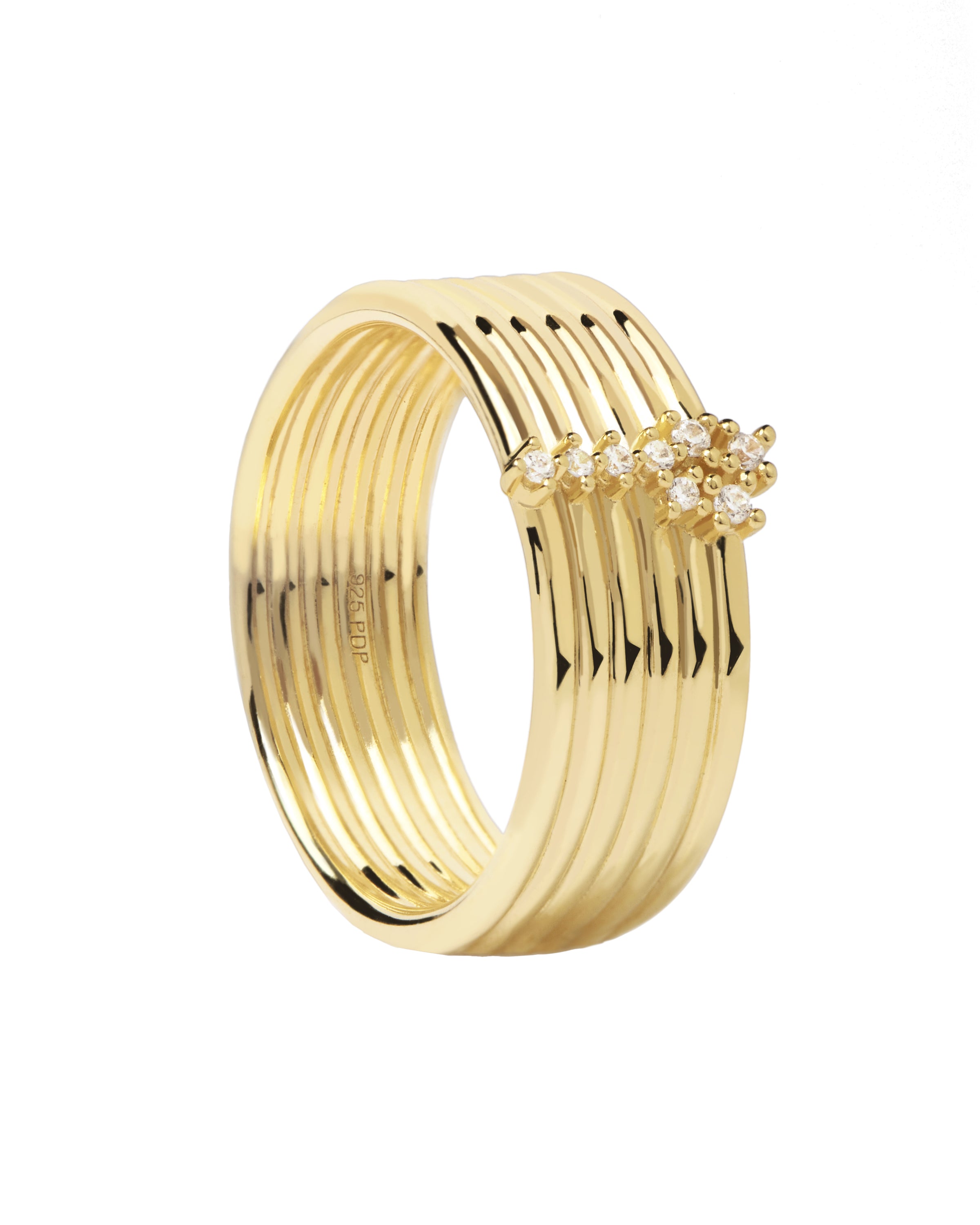 PDPaola Ring im Layering-Style mit kleinen Steinchen, in der Farbe gold; Größe 52, Produktbild