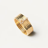 PDPaola Ring im Layering-Style mit kleinen Steinchen, in der Farbe gold; Größe 52, Zusatzbild