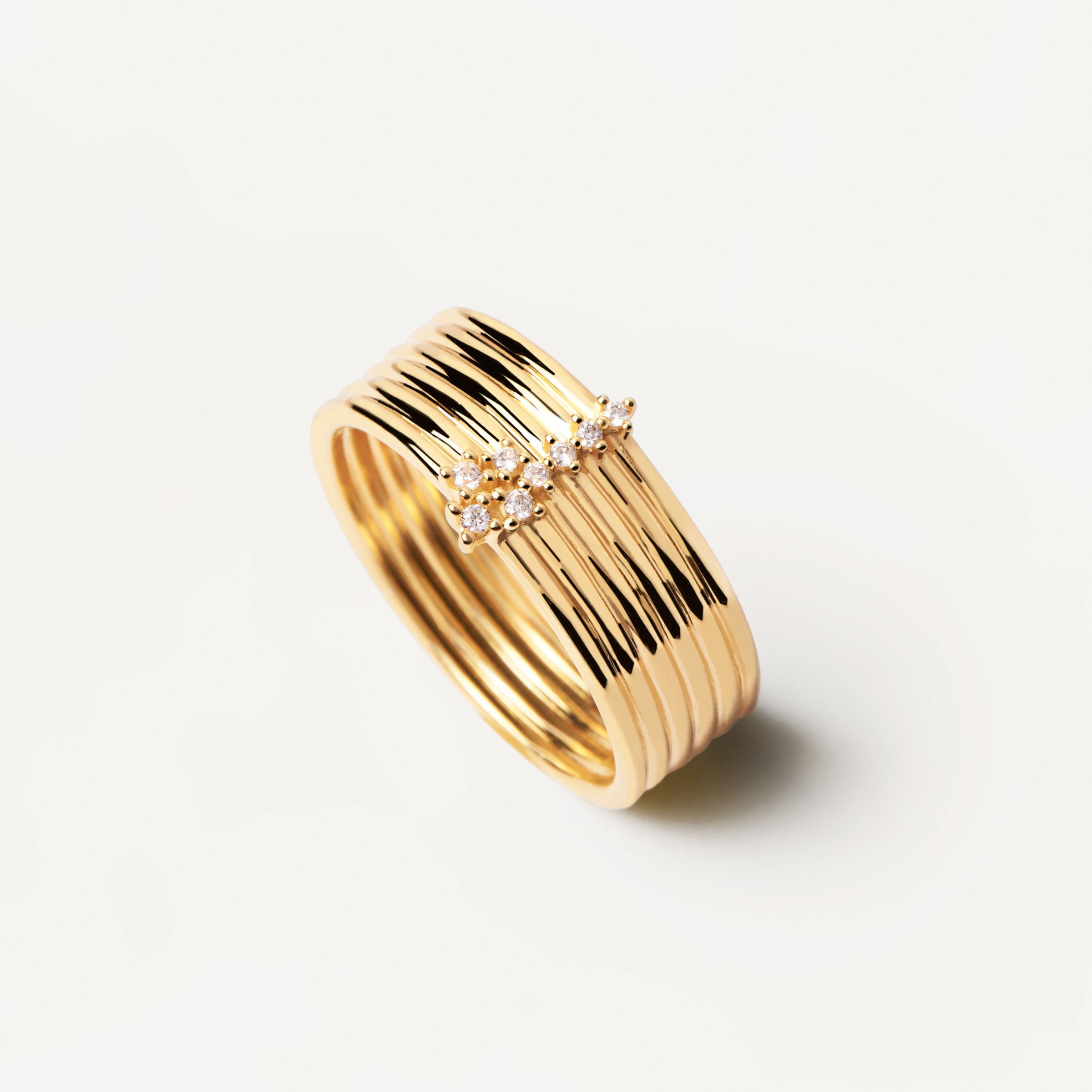 PDPaola Ring im Layering-Style mit kleinen Steinchen, in der Farbe gold; Größe 54, Produktbild