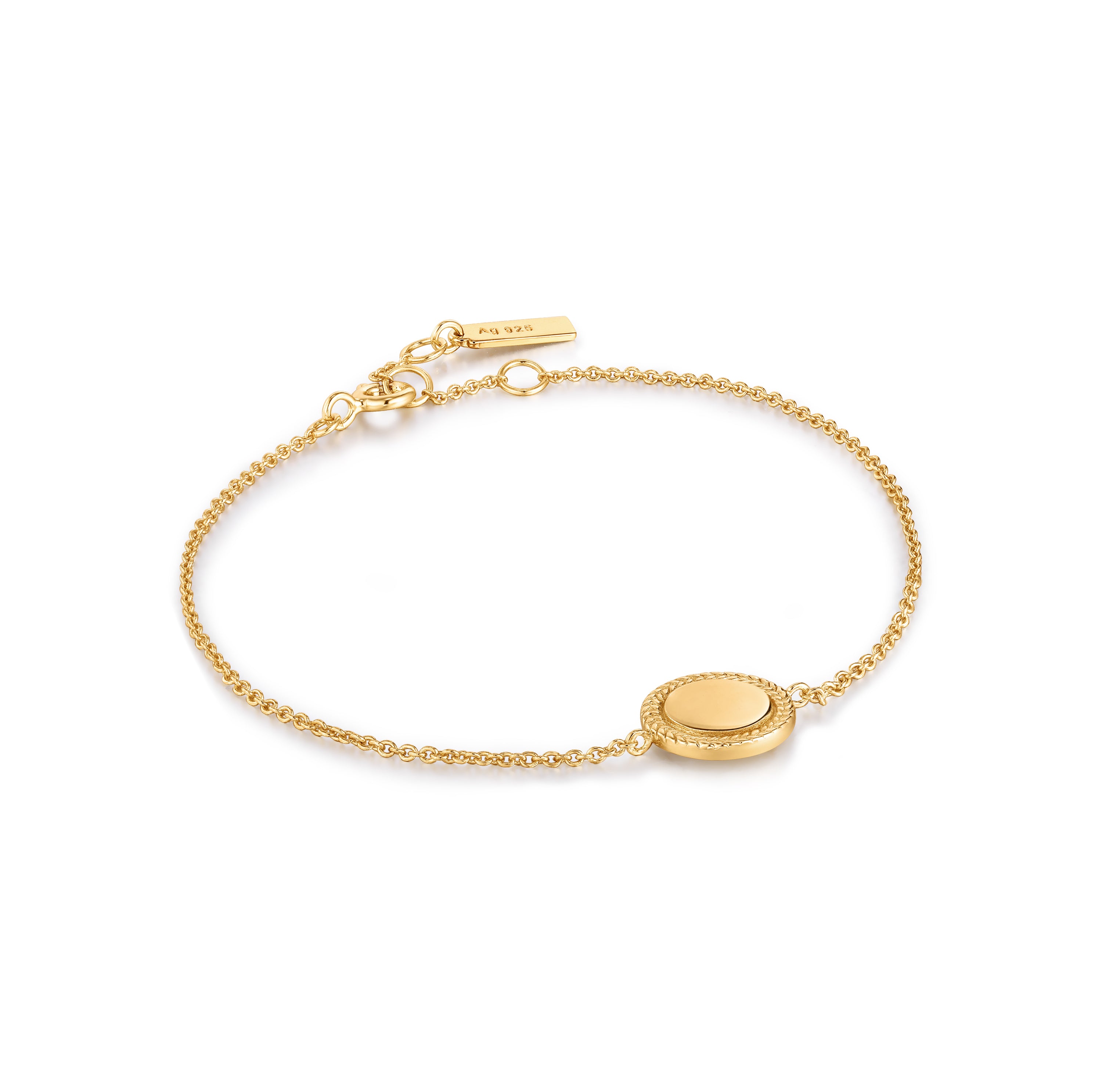 Ania Haie Armband mit feiner Gliederkette und Anhänger mit Verzierung in der Farbe gold Produktbild