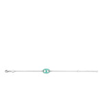 Das Ti Sento Milano Armband - Turquoise Summer zeigt einen kleinen türkisfarbenen Kaffeebohnen-Charm in der Mitte und ist auf weißem Hintergrund abgebildet.