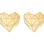 Das LIEBESKIND BERLIN Set - Broken Heart besteht aus goldenen, geometrischen, herzförmigen Ohrringen mit facettierten, dreieckigen Mustern, die den modernen Stil von Liebeskind Berlin widerspiegeln.