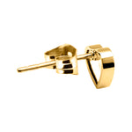 Der LIEBESKIND BERLIN Ohrstecker - In Liebe von Liebeskind Berlin ist ein goldener herzförmiger Ohrring mit Schmetterlingsverschluss, zeitloser Schmuck für moderne Frauen, präsentiert auf weißem Hintergrund.