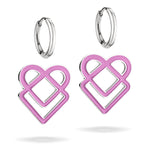 LIEBESKIND BERLIN Ohrhänger - Die farbenfrohen Icons von Liebeskind Berlin sind mit geometrischen, herzförmigen Anhängern in Rosa und Silber auf weißem Hintergrund versehen.