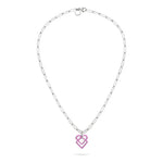 Liebeskind Berlin Halskette mit silberner Gliederkette und lila emailliertem Charm Anhänger Zusatzbild