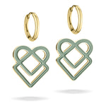 Liebeskind Berlin Ohrhänger in der Farbe gold mit grün emailliertem Charm Anhänger Zusatzbild