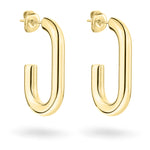 Die LIEBESKIND BERLIN Creole - Modern Elegance sind klobige, goldpolierte, J-förmige Creolen aus Edelstahl mit Stiftverschluss - ein elegantes Accessoire von Liebeskind Berlin.