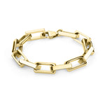Das LIEBESKIND BERLIN Armband - Big Link von Liebeskind Berlin ist ein goldenes Kettenarmband mit großen rechteckigen Gliedern und einem Karabinerverschluss, ideal als Damen Schmuck und elegant auf weißem Hintergrund dargestellt.