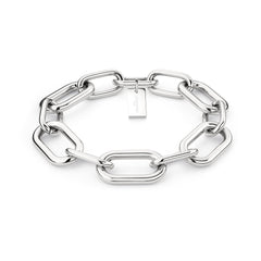 Bringen Sie moderne Eleganz in Ihre Schmucksammlung mit dem LIEBESKIND BERLIN Armband - mit großen rechteckigen Silbergliedern und einem kleinen Anhänger verkörpert dieses schicke Armband von Liebeskind Berlin einen kühnen zweifarbigen Stil.