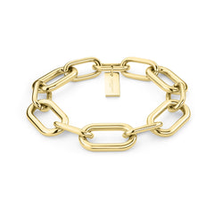 Das LIEBESKIND BERLIN Armband - Modern Elegance von Liebeskind Berlin besteht aus klobigen, rechteckigen Gliedern in Gold und einem kleinen Anhänger, der Ihre Schmucksammlung um einen mutigen, zweifarbigen Stil erweitert.