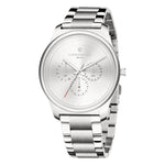 LIEBESKIND BERLIN Armbanduhr - Classic x Trends in Silber mit Metallband, drei Hilfszifferblättern und minimalistischem Design von Liebeskind Berlin auf weißem Hintergrund.