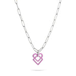 Liebeskind Berlin Halskette mit silberner Gliederkette und lila emailliertem Charm Anhänger Produktbild