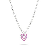 Liebeskind Berlin Halskette mit silberner Gliederkette und lila emailliertem Charm Anhänger Produktbild