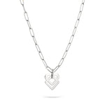 Liebeskind Berlin Halskette bestehend aus einer silbernen Gliederkette und einem emailliertem Icon-Anhänger in der Farbe lila; Rückansicht