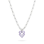 Liebeskind Berlin Halskette bestehend aus einer silbernen Gliederkette und einem emailliertem Icon-Anhänger in der Farbe lila; Produktbild