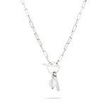 Liebeskind Berlin Halskette aus rechteckigen Gliedern mit T-Bar-Verschluss und Baroque Pearl in der Farbe silber Produktbild  