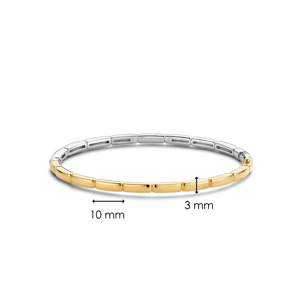 Ti Sento Milano Armband - The Timeless Classic; mit eleganten Gliedern und polierter Oberfläche in der Farbe gold und silber Produktbild inklusive Maße