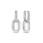 Ti Sento Milano Creolen "The Sparkling Silver" aus Sterlingsilber mit Zirkonia-besetzter Creole und ovalem Anhänger.