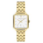 Liebeskind Berlin Armbanduhr im Retro-Look mit goldenem, quadratischem Gehäuse und goldenem Edelstahlband; Produktbild