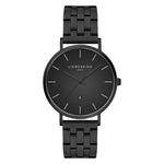 Liebeskind Berlin Armbanduhr mit schwarzem Zifferblatt, Datumsanzeige, weißen Indizes, schwarzem Gehäuse und schwarzem Edelstahlband; Produktbild