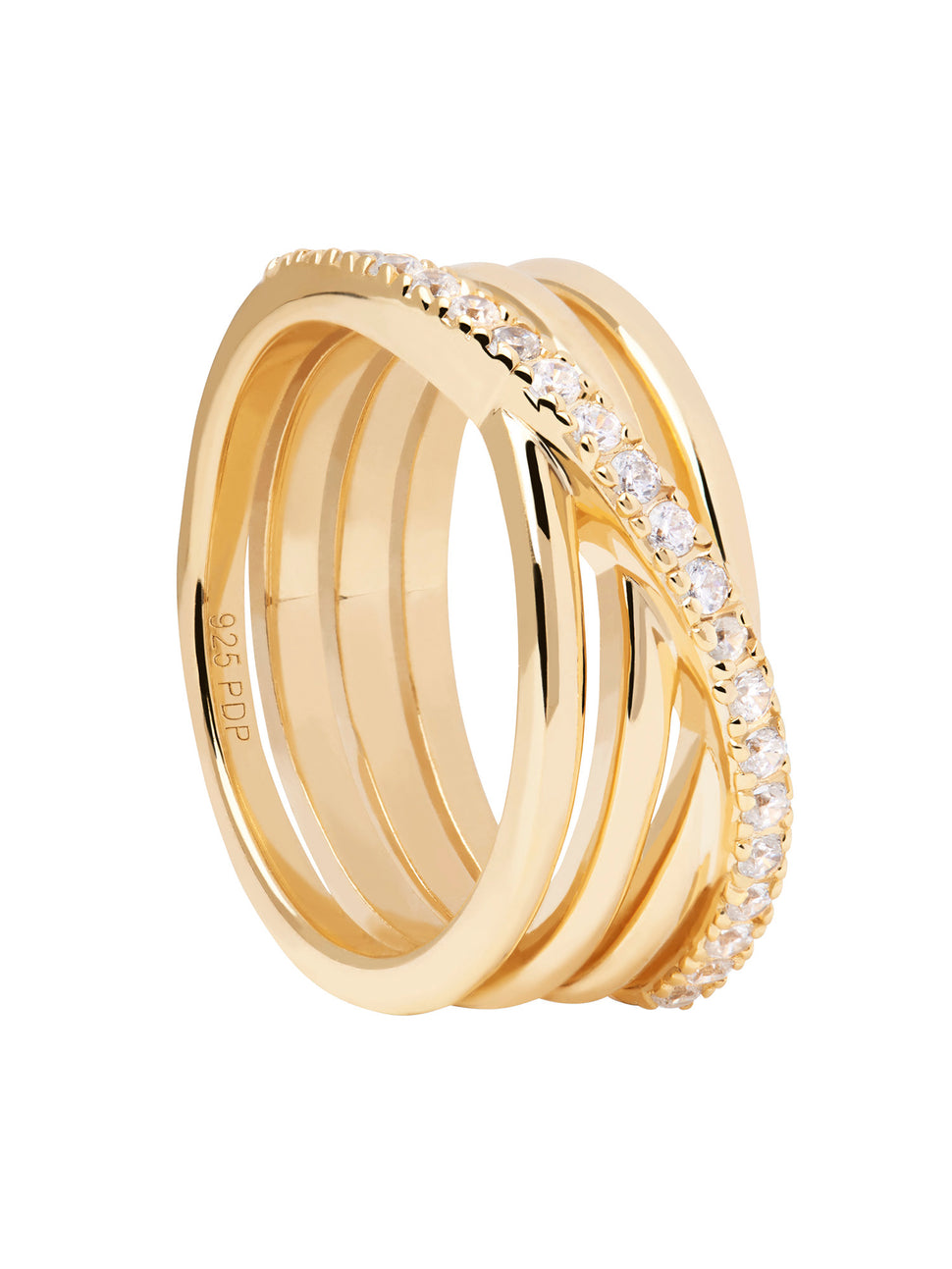 PDPaola Ring in der Farbe gold, im Layering-Style mit kleinen Steinchen; Größe 50, Produktbild