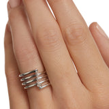 PDPaola Ring im Layering-Style mit einer silbernen Kette, in der Farbe silber; Größe 52, Tragebild