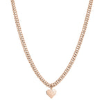 Liebeskind Berlin Halskette mit Panzerkette und grafischem Herzanhänger in der Farbe roségold Produktbild