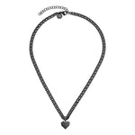 Liebeskind Berlin Halskette mit Panzerkette und grafischem Herzanhänger in der Farbe schwarz Zusatzbild