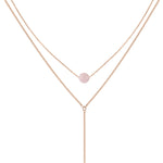 Liebeskind Berlin Halskette bestehend aus einem Mix einer roségoldenen Venezianerkette und einer Ankerkette mit Beads Anhänger aus Rosenquarz; Zusatzbild